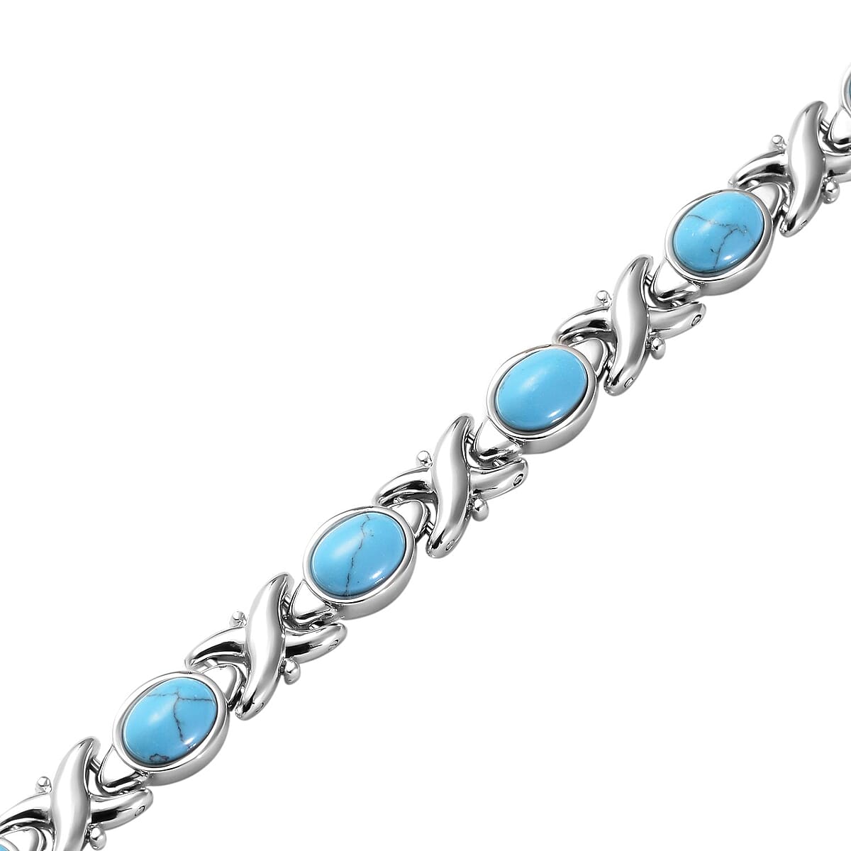 Magnetic By Design Blue Howlite Bracelet in Silvertone (8.00 In) 15.00 ctw image number 2
