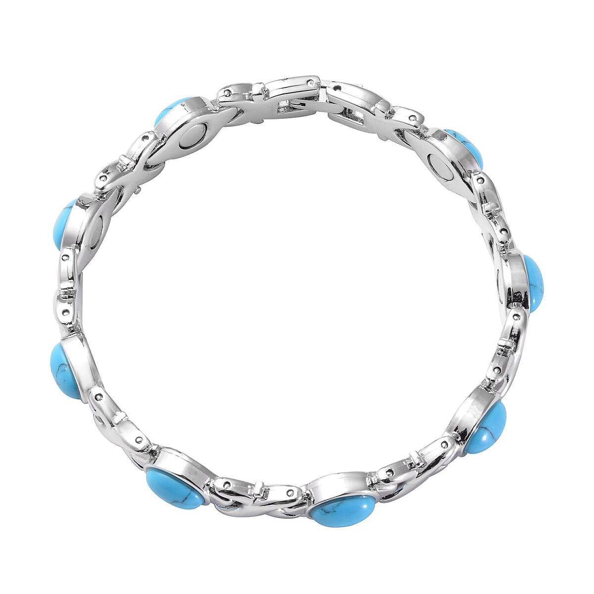 Magnetic By Design Blue Howlite Bracelet in Silvertone (8.00 In) 15.00 ctw image number 3