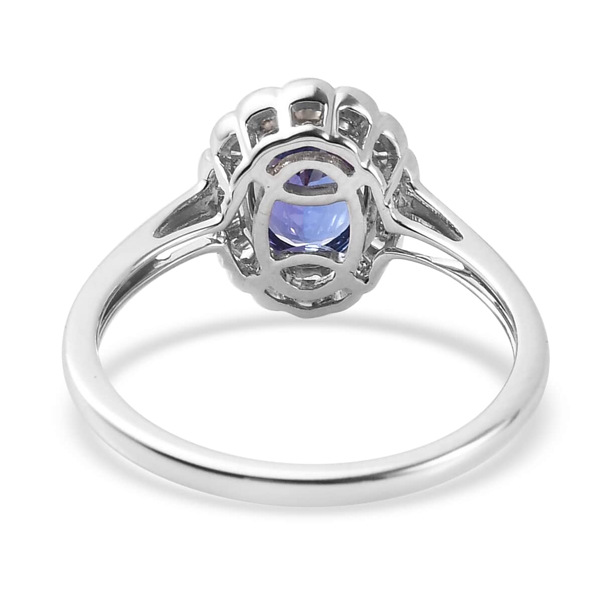 LUXORO 14K White Gold AAA Tanzanite and I3 Diamond Halo Ring (Size 7.0) 2.40 Grams 1.65 ctw image number 4