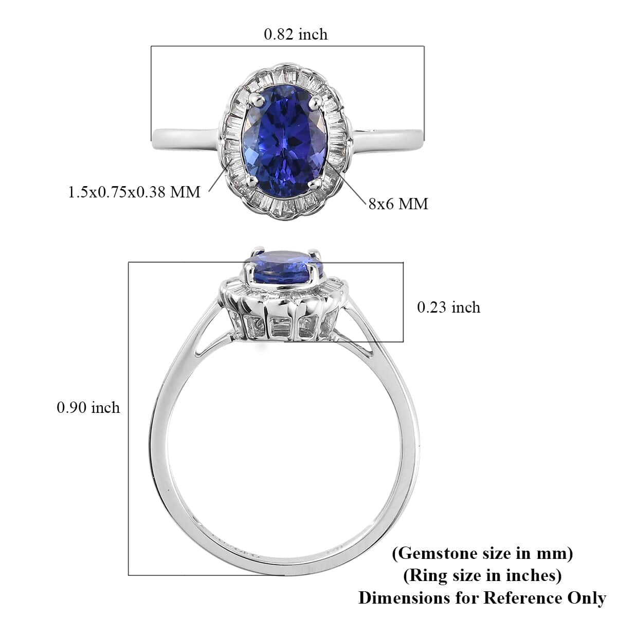 LUXORO 14K White Gold AAA Tanzanite and I3 Diamond Halo Ring (Size 7.0) 2.40 Grams 1.65 ctw image number 5
