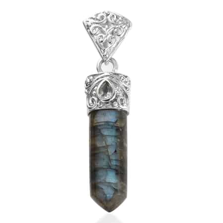 Malagasy Labradorite and Sky Blue Topaz Fancy Pendant in Platinum Over Copper  15.90 ctw image number 0