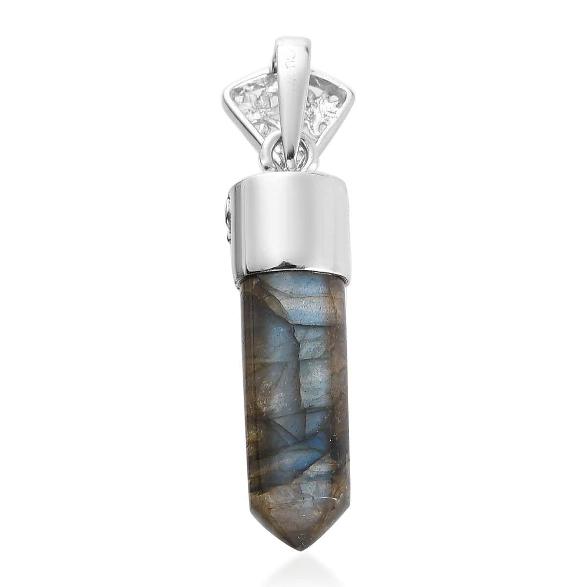 Malagasy Labradorite and Sky Blue Topaz Fancy Pendant in Platinum Over Copper  15.90 ctw image number 3