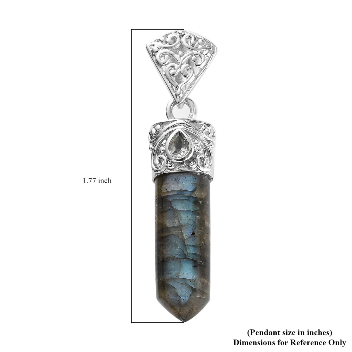 Malagasy Labradorite and Sky Blue Topaz Fancy Pendant in Platinum Over Copper  15.90 ctw image number 4