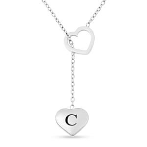 Heart Charm Lariat Necklace (20 Inches) in Stainless Steel