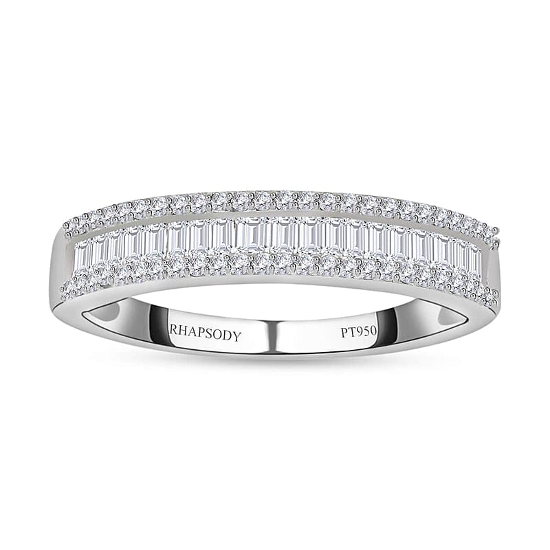 Rhapsody IGI Certified E-F VS Diamond Band Ring, 950 Platinum Ring, Diamond Ring, Wedding Band, Gifts For Her 0.50 ctw