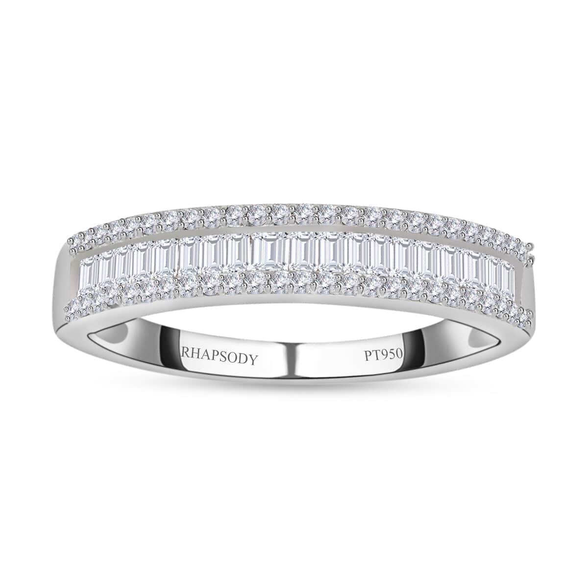 Rhapsody IGI Certified E-F VS Diamond Band Ring, 950 Platinum Ring, Diamond Ring, Wedding Band, Gifts For Her 0.50 ctw image number 0
