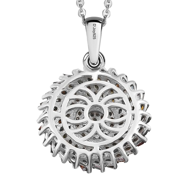 Multi Diamond Cocktail Pendant Necklace 20 Inches in Rhodium and Platinum Over Sterling Silver 1.10 ctw