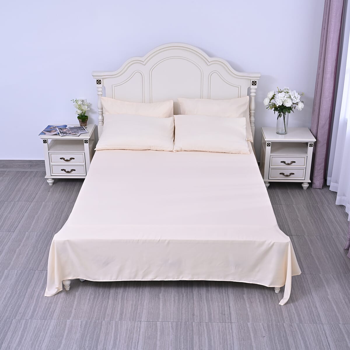 Homesmart Ivory Solid 6pcs Sheet Set - California King (Microfiber) image number 1
