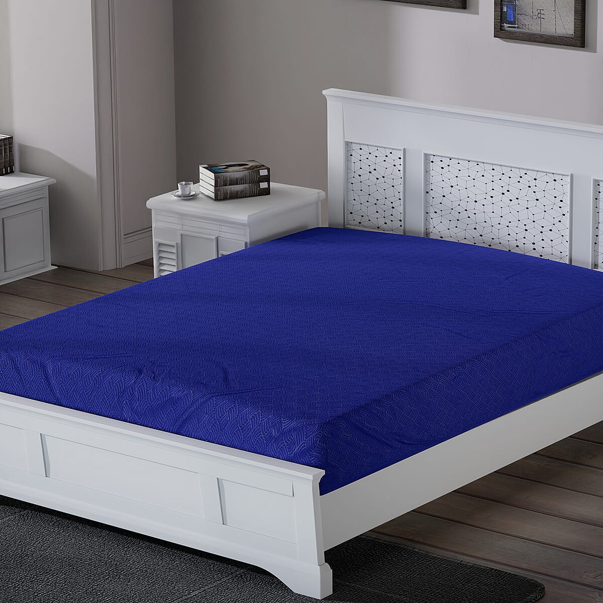 Homesmart Navy Solid Embossed 6 pcs Microfiber Sheet Set - Full , Bed Sheets , Fitted Sheet , Bed Sheet Set , Microfiber Sheets image number 4