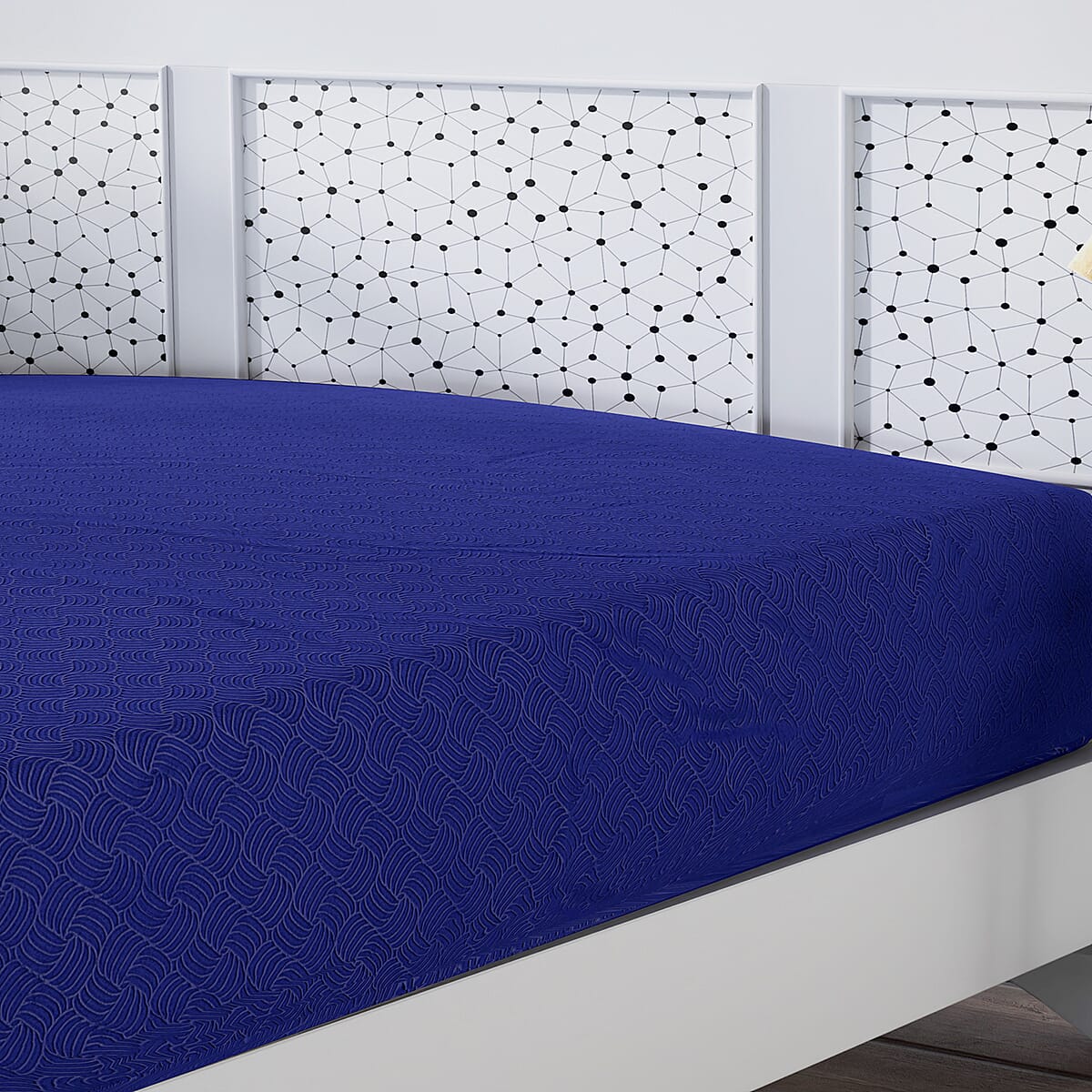 Homesmart Navy Solid Embossed 6 pcs Microfiber Sheet Set - Full , Bed Sheets , Fitted Sheet , Bed Sheet Set , Microfiber Sheets image number 5