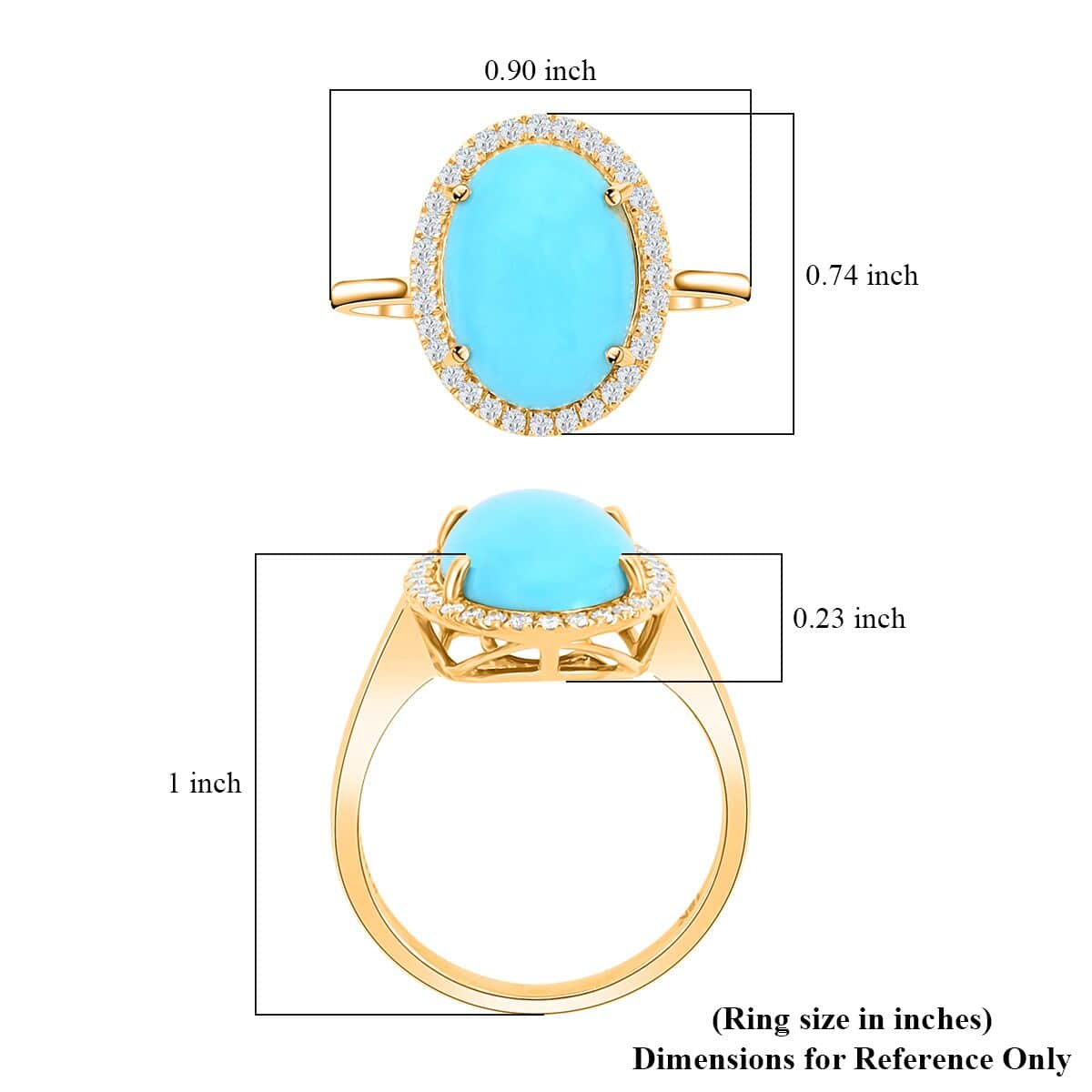 One Of A Kind Certified & Appraised 18K Yellow Gold AAA Sleeping Beauty Turquoise and SI Diamond Halo Ring (Size 9.0) 4.85 Grams 4.30 ctw image number 4