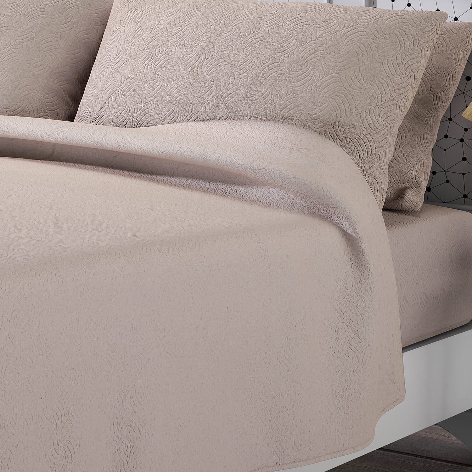 Homesmart Ivory Solid Embossed 6 pcs Microfiber Sheet Set - King, Bed Sheets, Fitted Sheet, Bed Sheet Set, Microfiber Sheets
