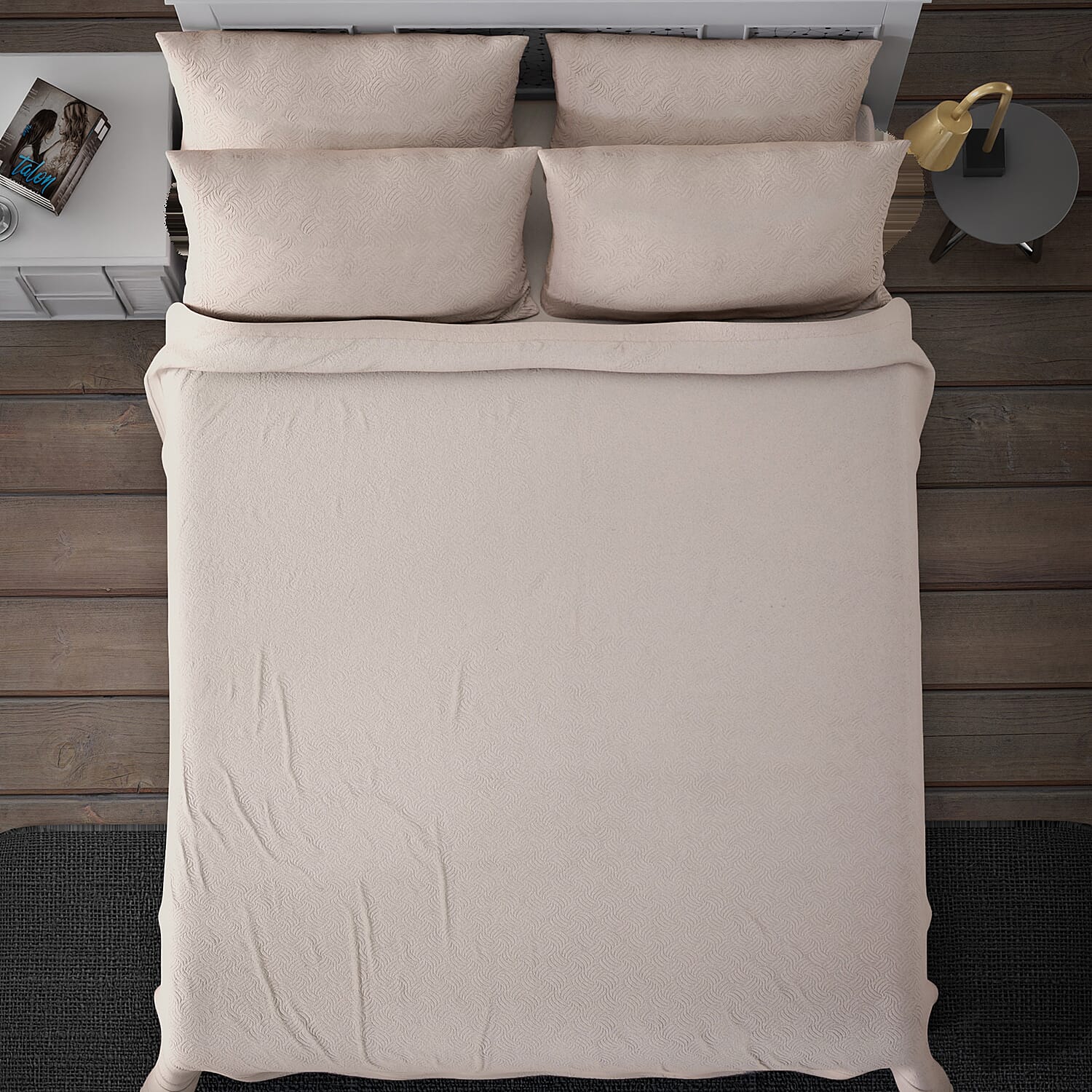 Homesmart Ivory Solid Embossed 6 pcs Microfiber Sheet Set - King, Bed Sheets, Fitted Sheet, Bed Sheet Set, Microfiber Sheets