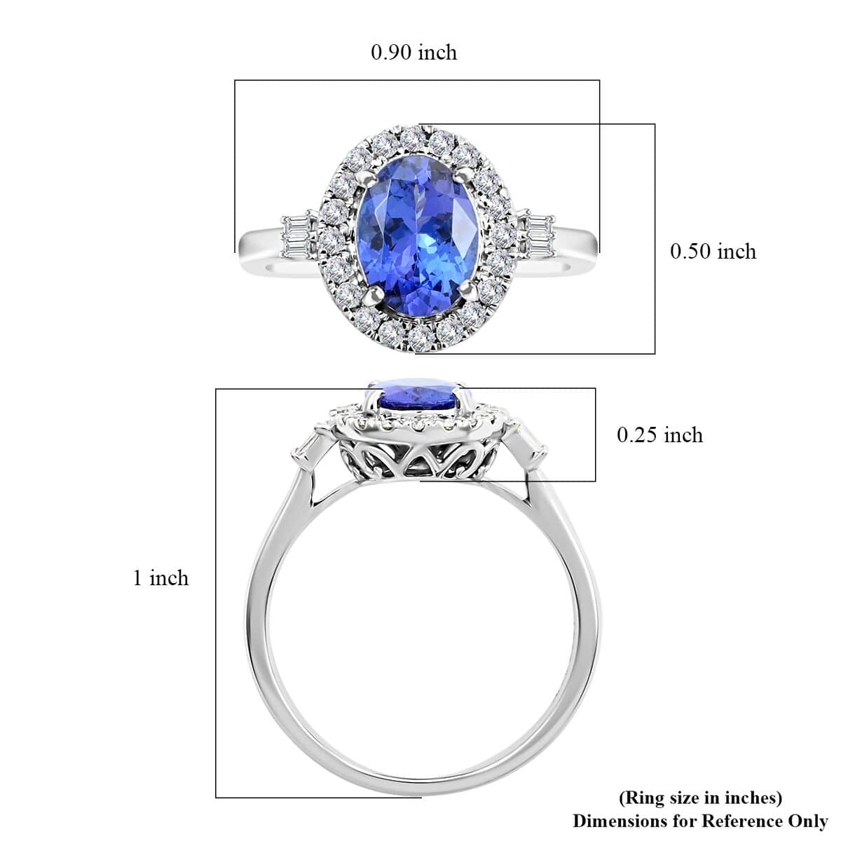 One Of A Kind Certified & Appraised Rhapsody 950 Platinum AAAA Tanzanite and E-F VS Diamond Halo Ring (Size 7.5) 5 Grams 2.35 ctw image number 4