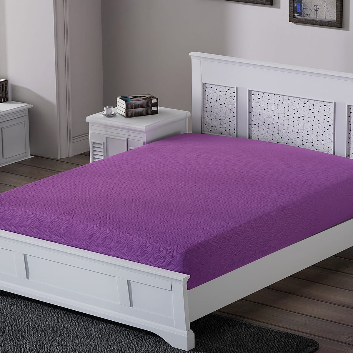 Homesmart Purple Solid Embossed 6 pcs Microfiber Sheet Set - Queen, Bed Sheets, Fitted Sheet, Bed Sheet Set, Microfiber Sheets image number 4