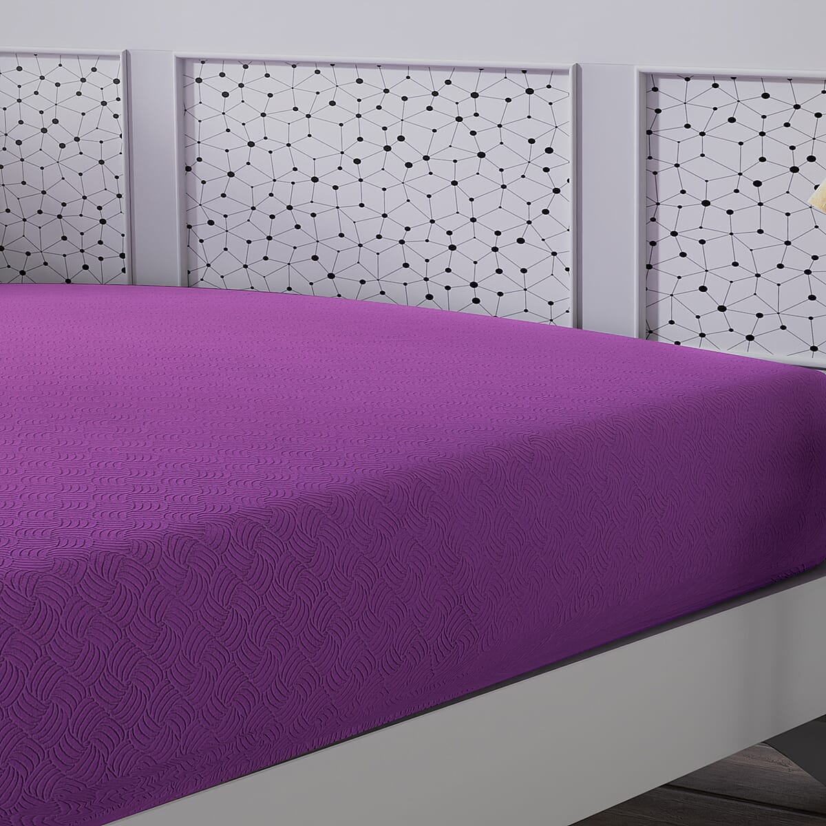 Homesmart Purple Solid Embossed 6 pcs Microfiber Sheet Set - Queen, Bed Sheets, Fitted Sheet, Bed Sheet Set, Microfiber Sheets image number 5