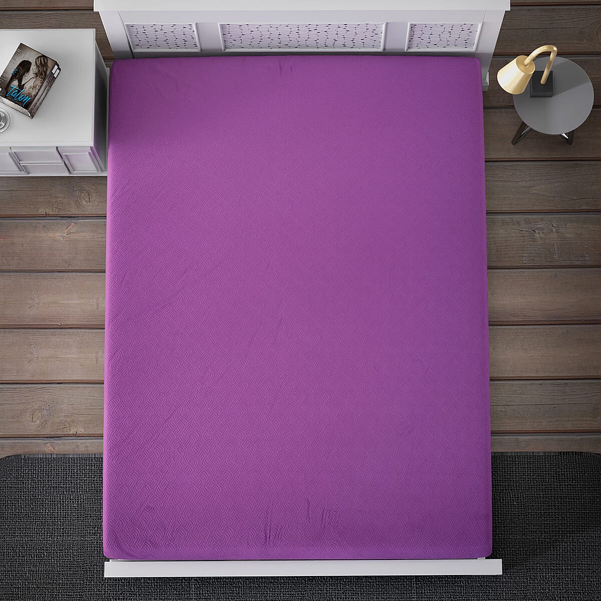 Homesmart Purple Solid Embossed 6 pcs Microfiber Sheet Set - Queen, Bed Sheets, Fitted Sheet, Bed Sheet Set, Microfiber Sheets image number 6