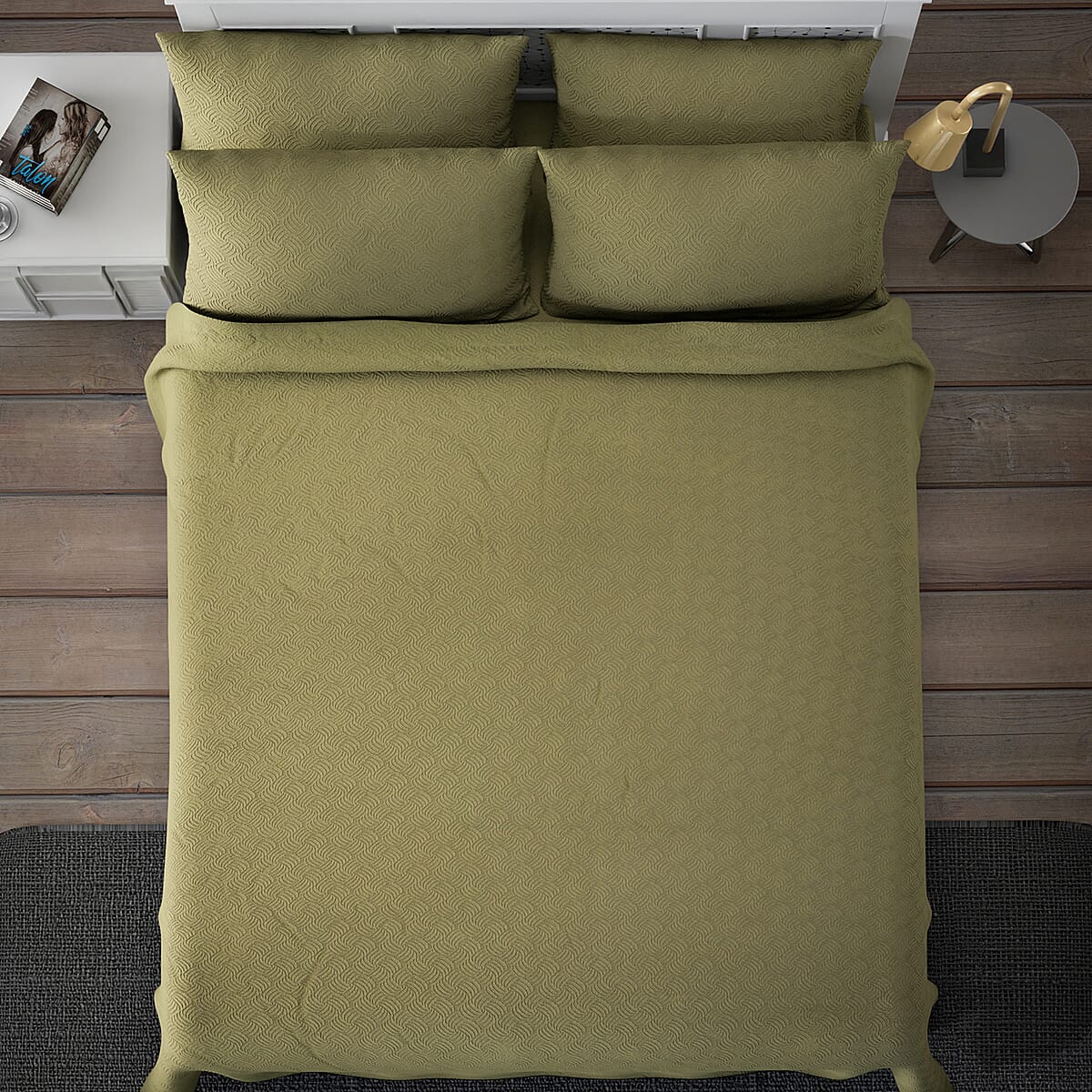 Homesmart Green Solid Embossed 6 pcs Microfiber Sheet Set - Twin, Bed Sheets, Fitted Sheet, Bed Sheet Set, Microfiber Sheets image number 3