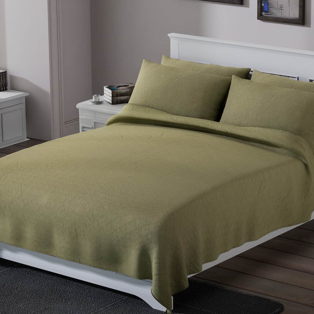 Homesmart Green Solid Embossed 6 pcs Microfiber Sheet Set - Full, Bed Sheets, Fitted Sheet, Bed Sheet Set, Microfiber Sheets image number 1