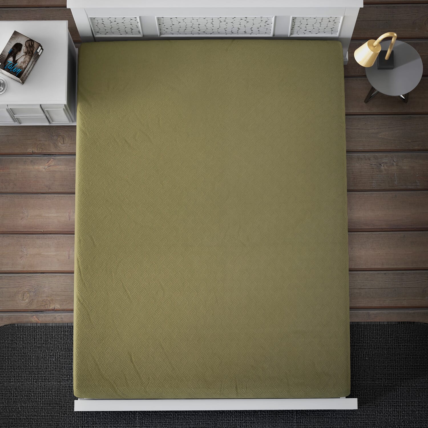 HOMESMART Green Solid Polyester Embossed 6 pcs Breathable Sheet Set - Full Gifts - Picture 7 of 8