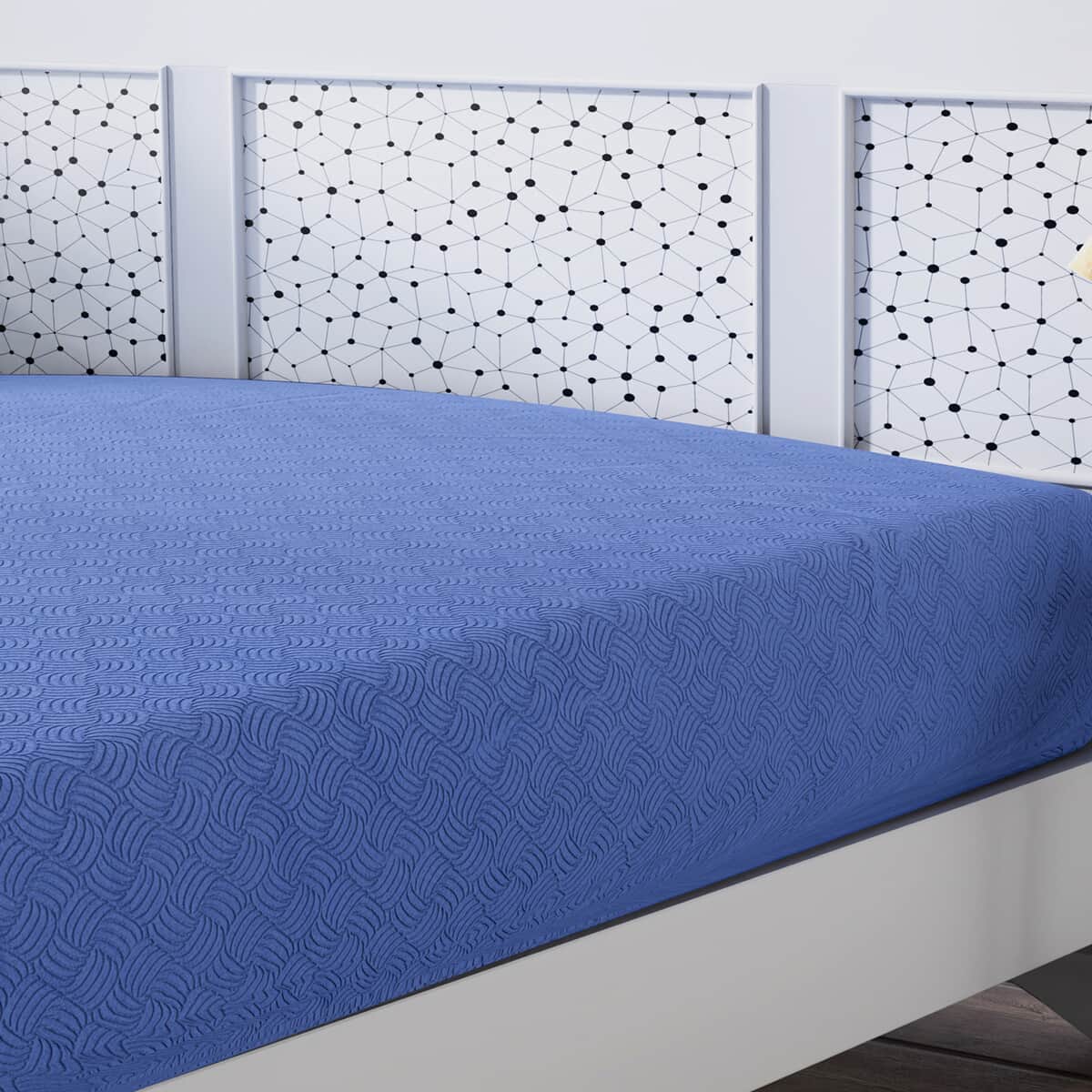 Homesmart Blue Solid Embossed 6 pcs Microfiber Sheet Set - King, Bed Sheets, Fitted Sheet, Bed Sheet Set, Microfiber Sheets image number 5