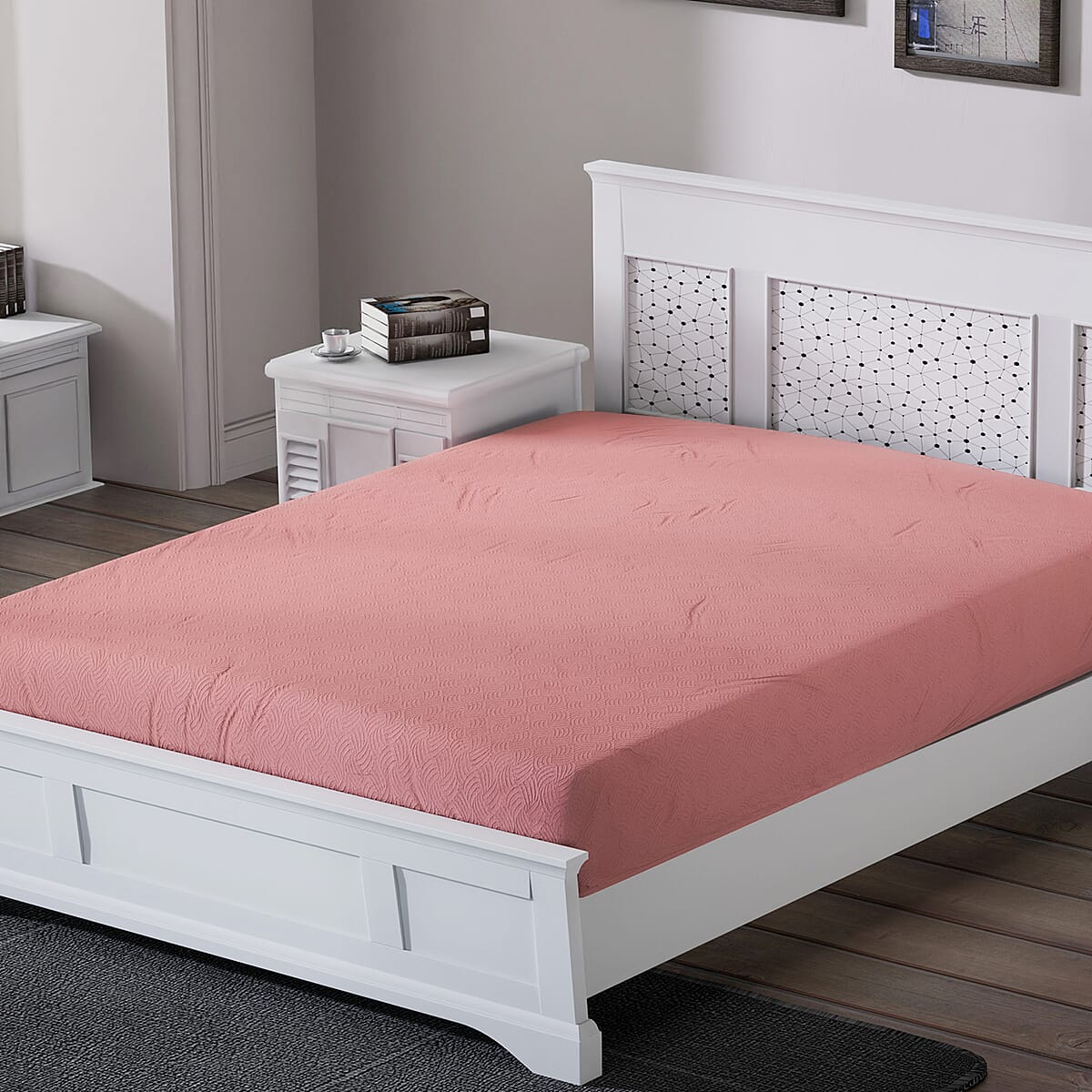 Homesmart Peach Solid Embossed 6 pcs Microfiber Sheet Set - Full , Bed Sheets , Fitted Sheet , Bed Sheet Set , Microfiber Sheets image number 4