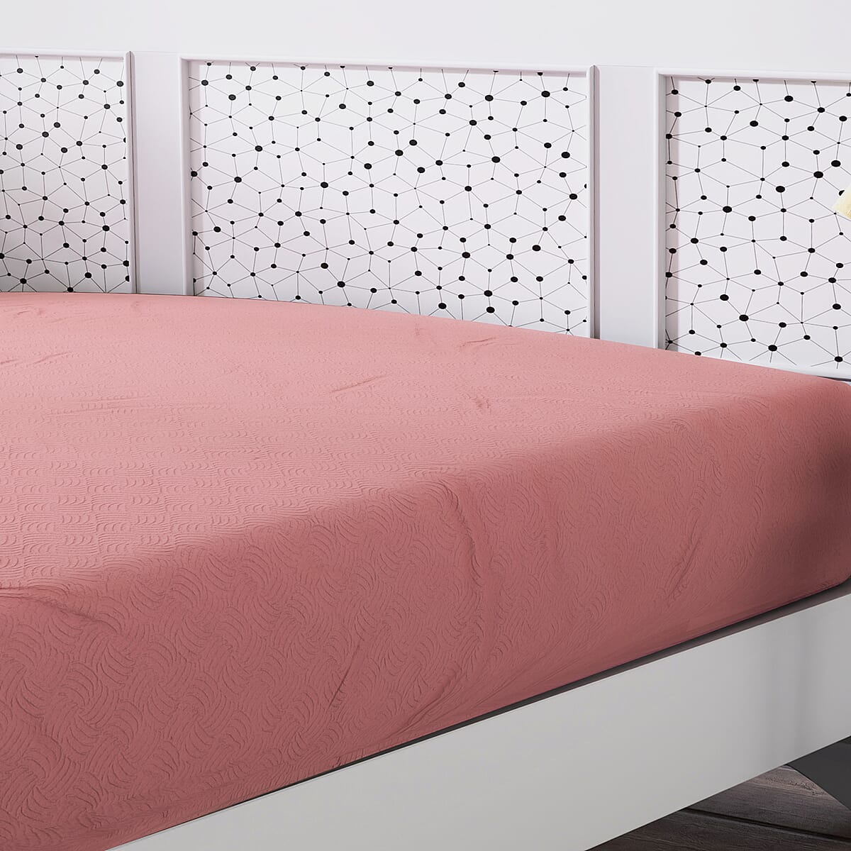 Homesmart Peach Solid Embossed 6 pcs Microfiber Sheet Set - Full , Bed Sheets , Fitted Sheet , Bed Sheet Set , Microfiber Sheets image number 5