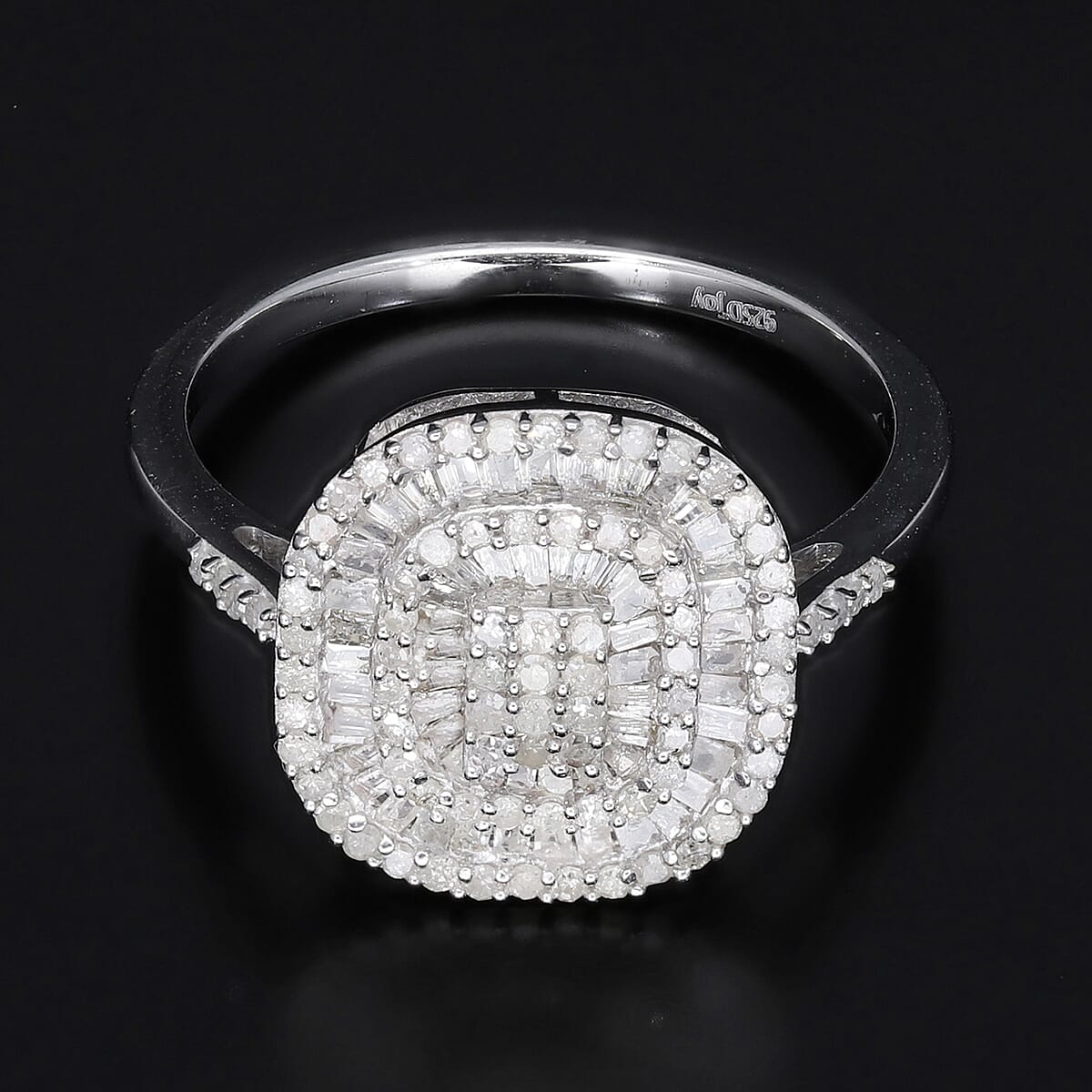 Diamond Cushion Shape Ring in Platinum Over Sterling Silver (Size 10.0) 1.00 ctw image number 1
