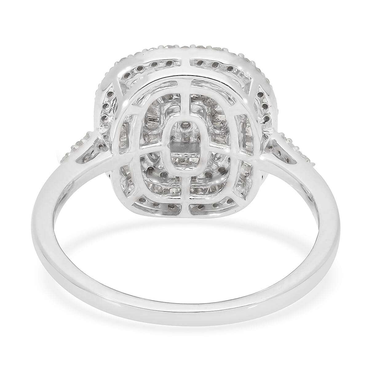 Diamond Cushion Shape Ring in Platinum Over Sterling Silver (Size 10.0) 1.00 ctw