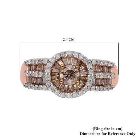 SGL Certified 10K Rose Gold Natural Champagne and White Diamond Ring (Size 7.0) 3.75 Grams 1.00 ctw image number 5