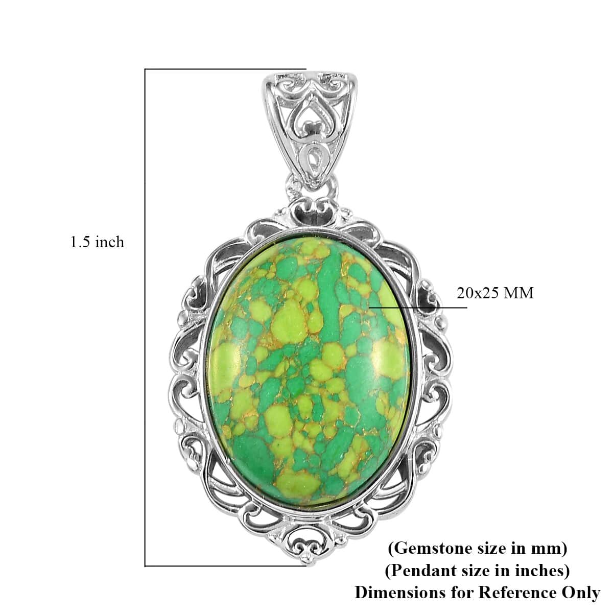 Mojave Green Turquoise Magnetic Solitaire Pendant in Platinum Over Copper with Magnet 13.80 ctw image number 4