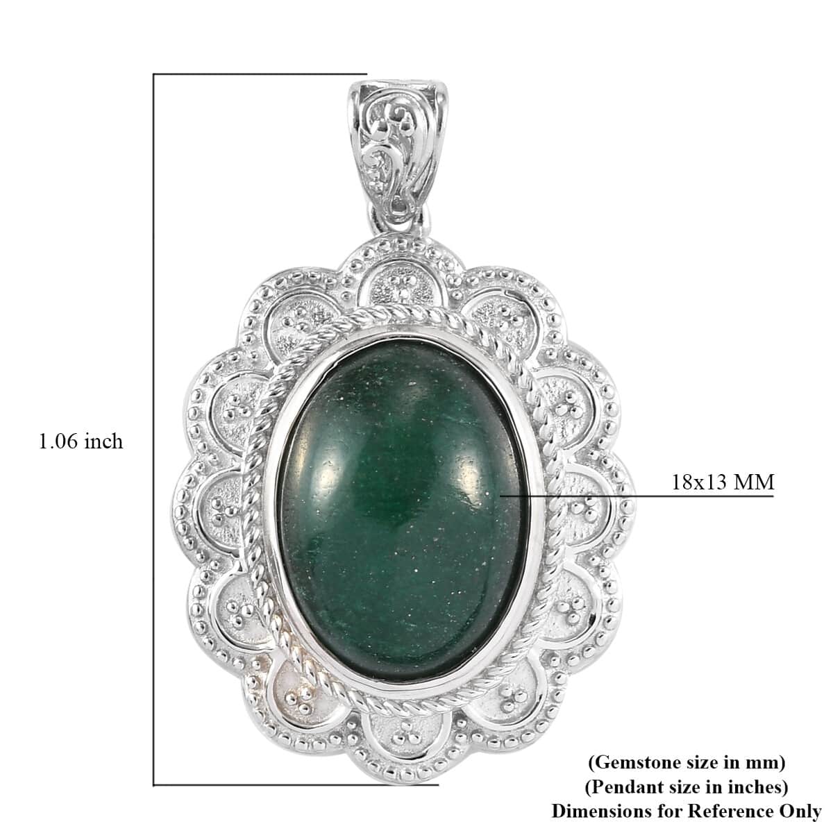 Green Aventurine Pendant in Platinum Over Copper with Magnet 11.80 ctw image number 4