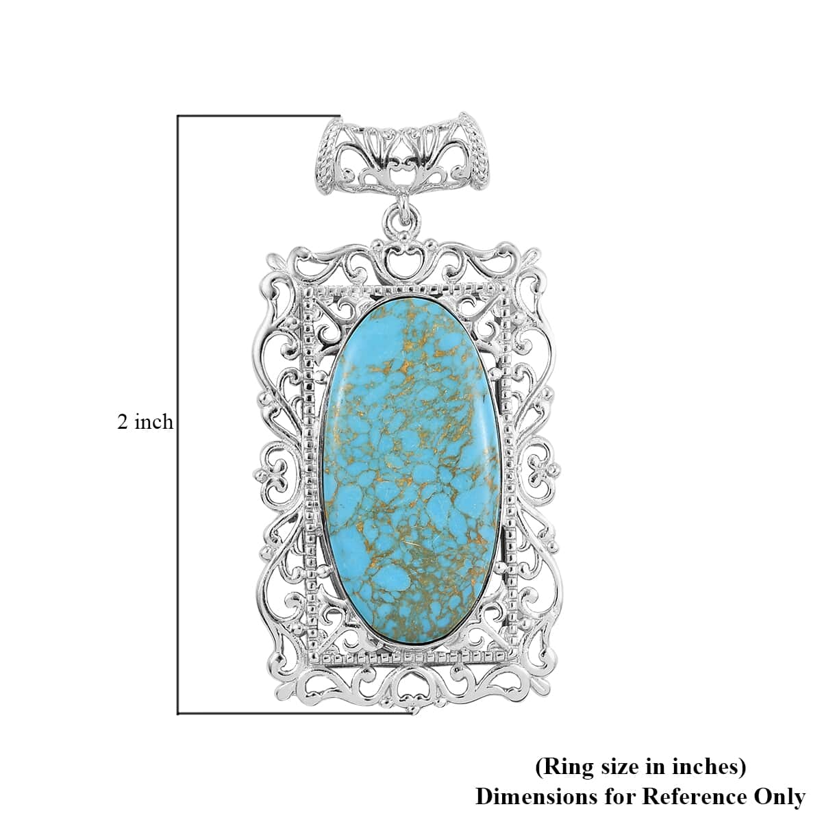 Mojave Blue Turquoise Pendant in Platinum Over Copper with Magnet 16.00 ctw image number 4