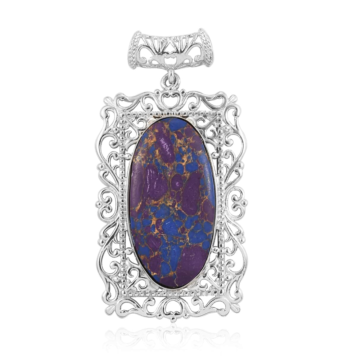 Mojave Purple Turquoise Pendant in Platinum Over Copper with Magnet 16.15 ctw image number 0