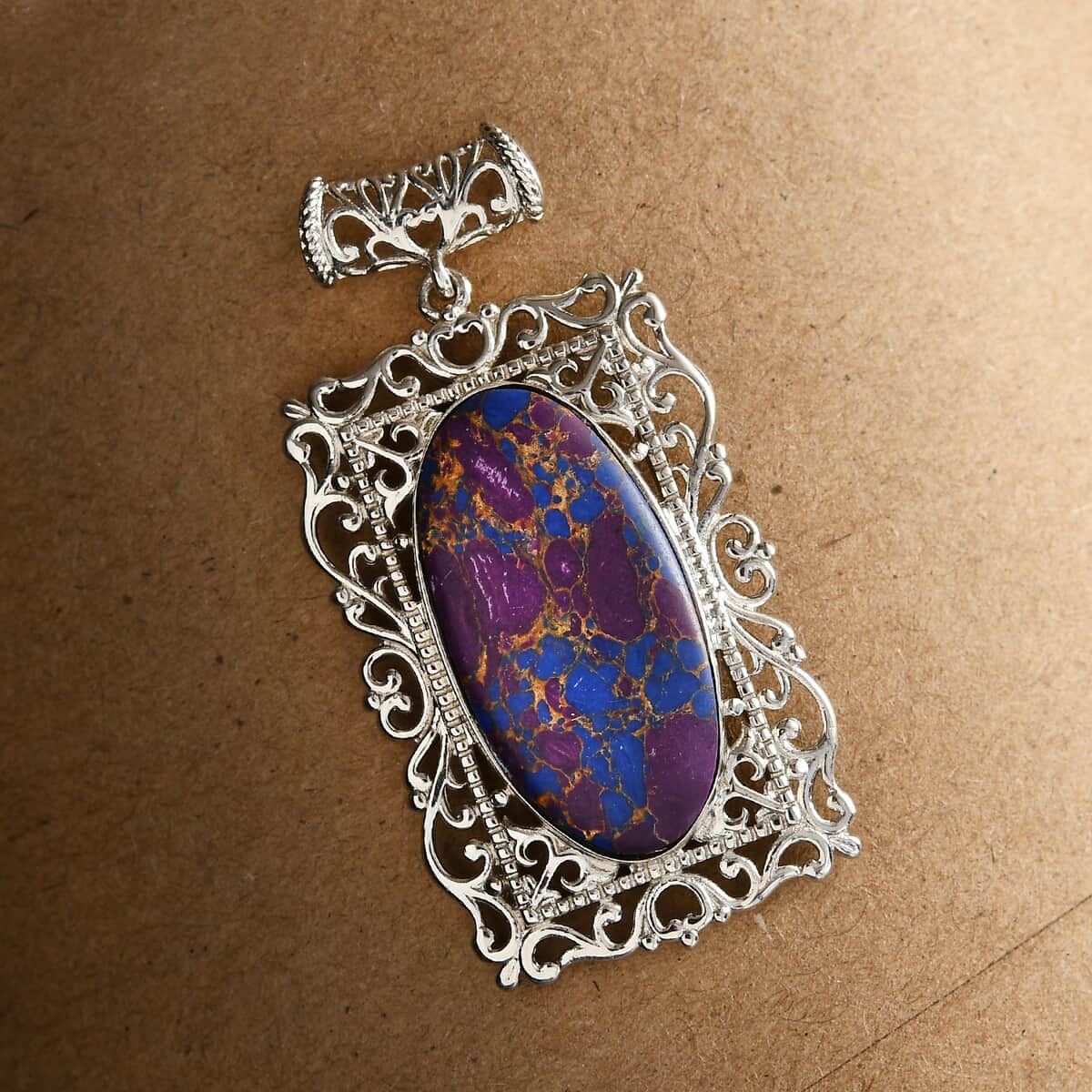 Mojave Purple Turquoise Pendant in Platinum Over Copper with Magnet 16.15 ctw image number 1