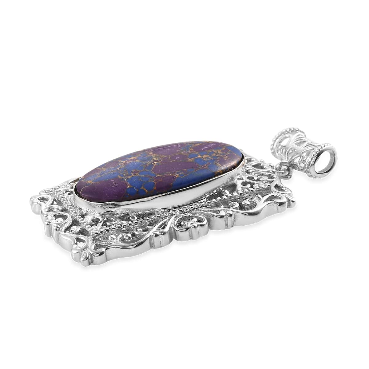 Mojave Purple Turquoise Pendant in Platinum Over Copper with Magnet 16.15 ctw image number 2