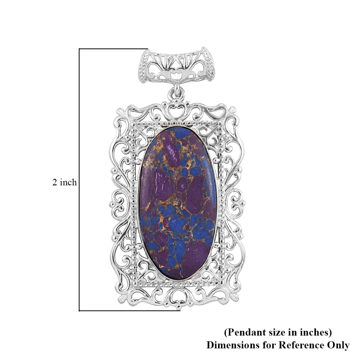 Mojave Purple Turquoise Pendant in Platinum Over Copper with Magnet 16.15 ctw image number 4