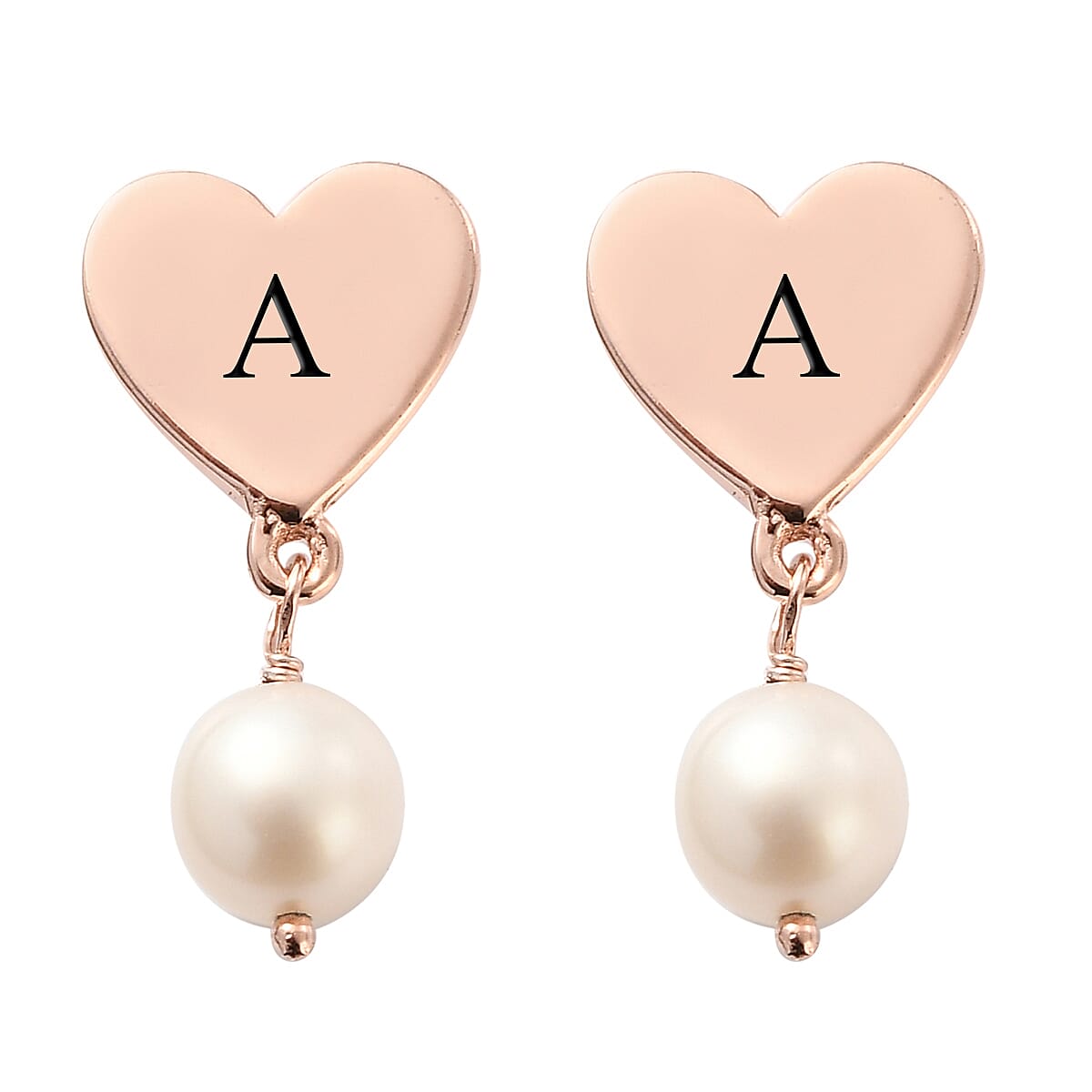 Freshwater White Cultured Pearl Heart Drop Earrings in Platinum Over Sterling Silver