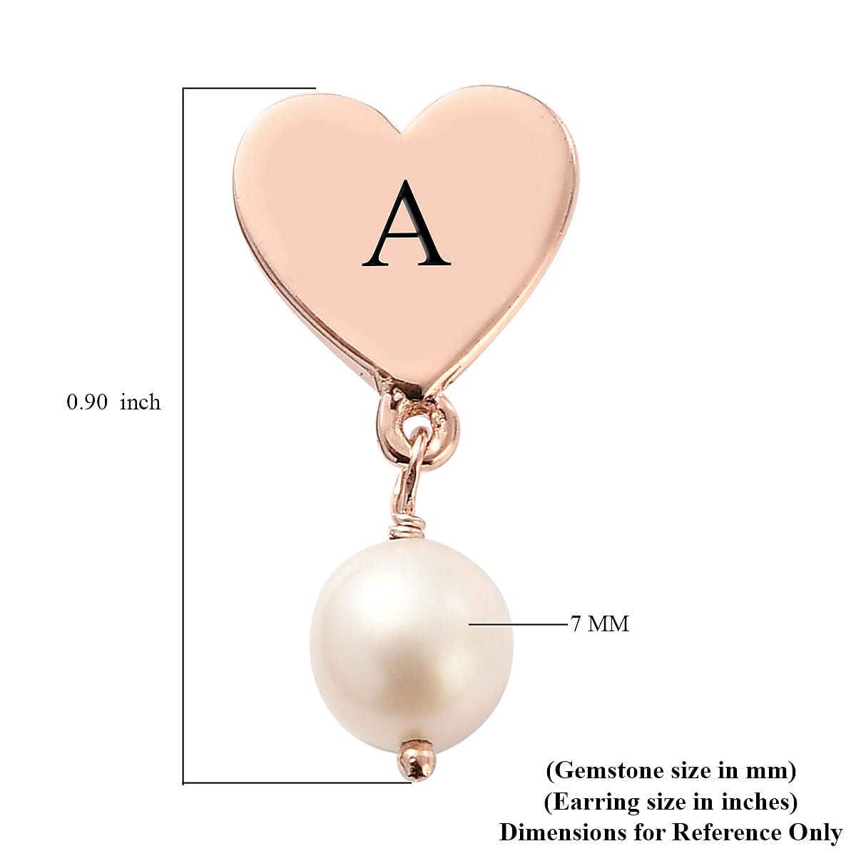 Freshwater White Cultured Pearl Heart Drop Earrings in Vermeil RG Over Sterling Silver