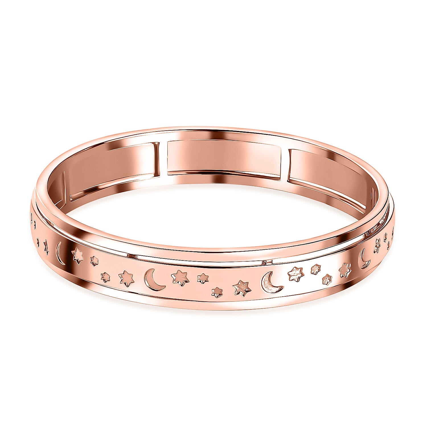 Buy Moon Star Spinner Bangle Bracelet in 14K Rose Gold Over