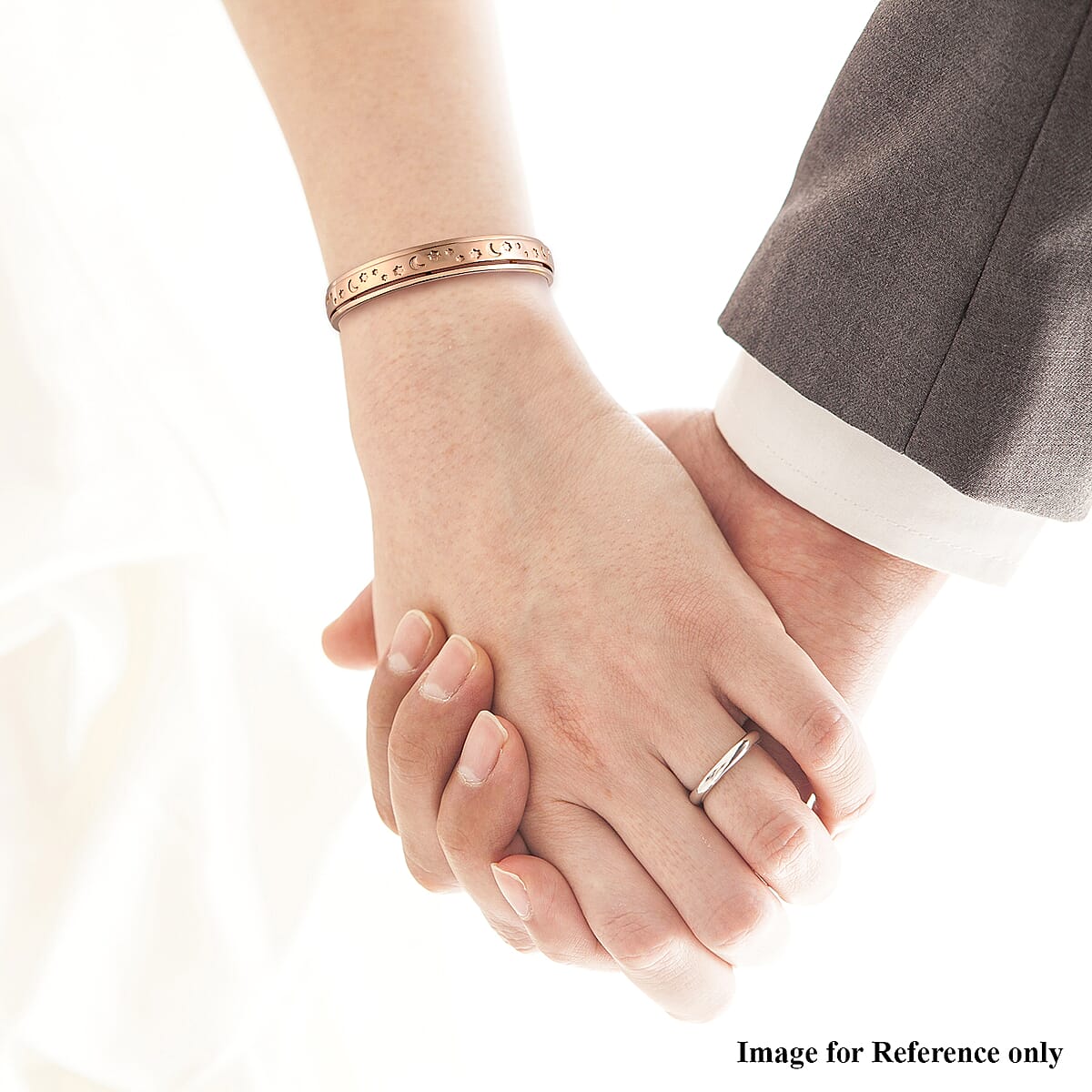 Moon Star Spinner Bangle Bracelet in 14K Rose Gold Over Copper (7.25 in) image number 2