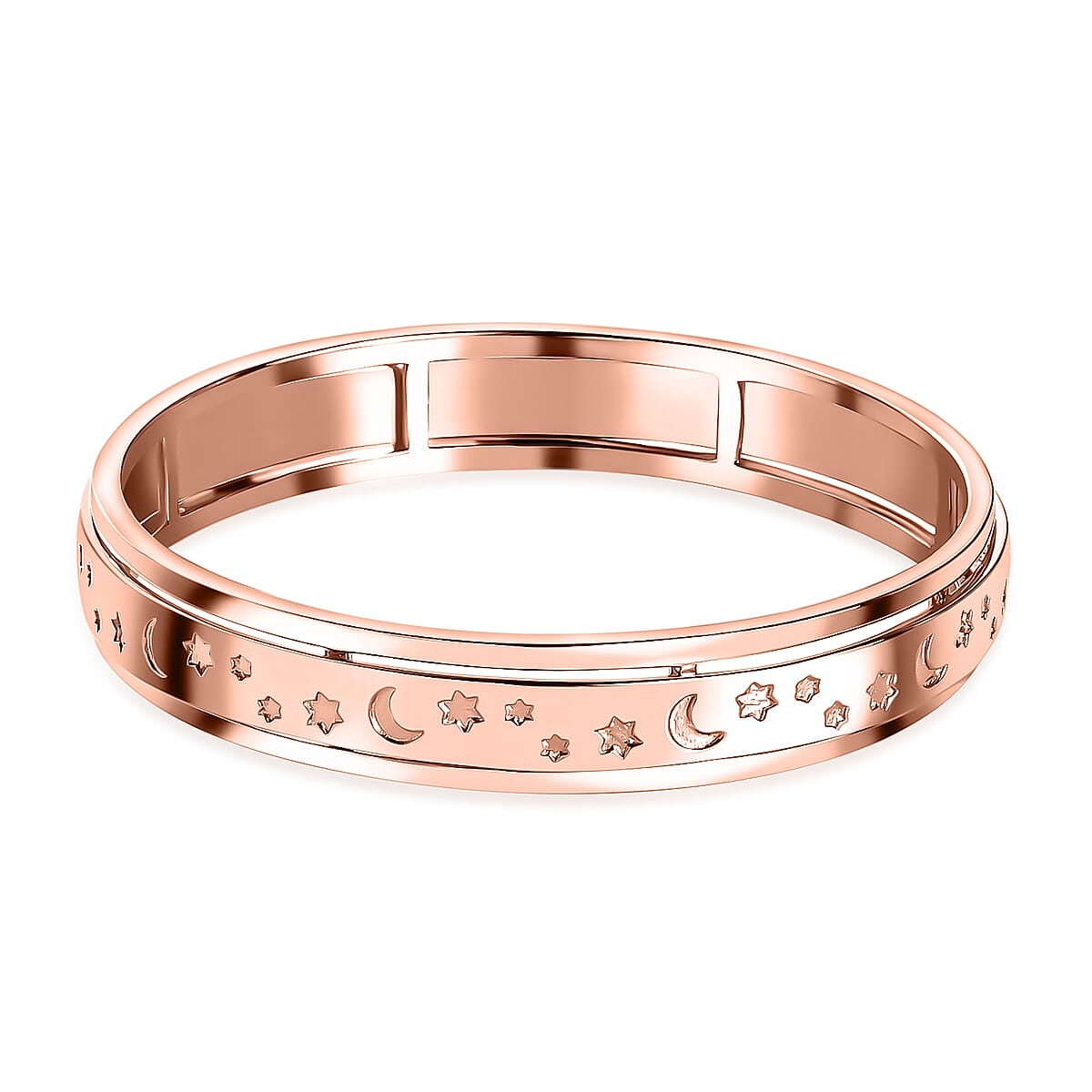 Moon Star Spinner Bangle Bracelet in 14K Rose Gold Over Copper (7.25 in) image number 3