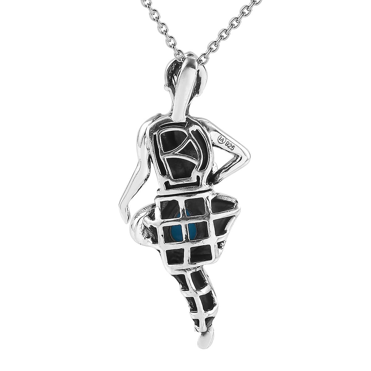 ARTISTRY Dancing Doll Collection Natural Sleeping Beauty Turquoise Pendant Necklace 20 In in Platinum Over Sterling Silver 9.65 Grams 0.90 ctw