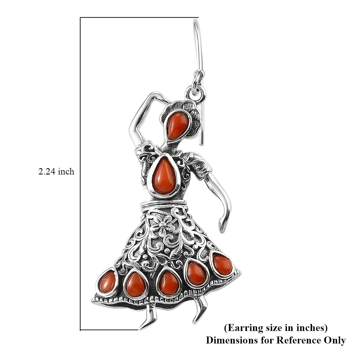 Artistry Dancing Doll Collection Mediterranean Coral Earrings in Sterling Silver image number 6