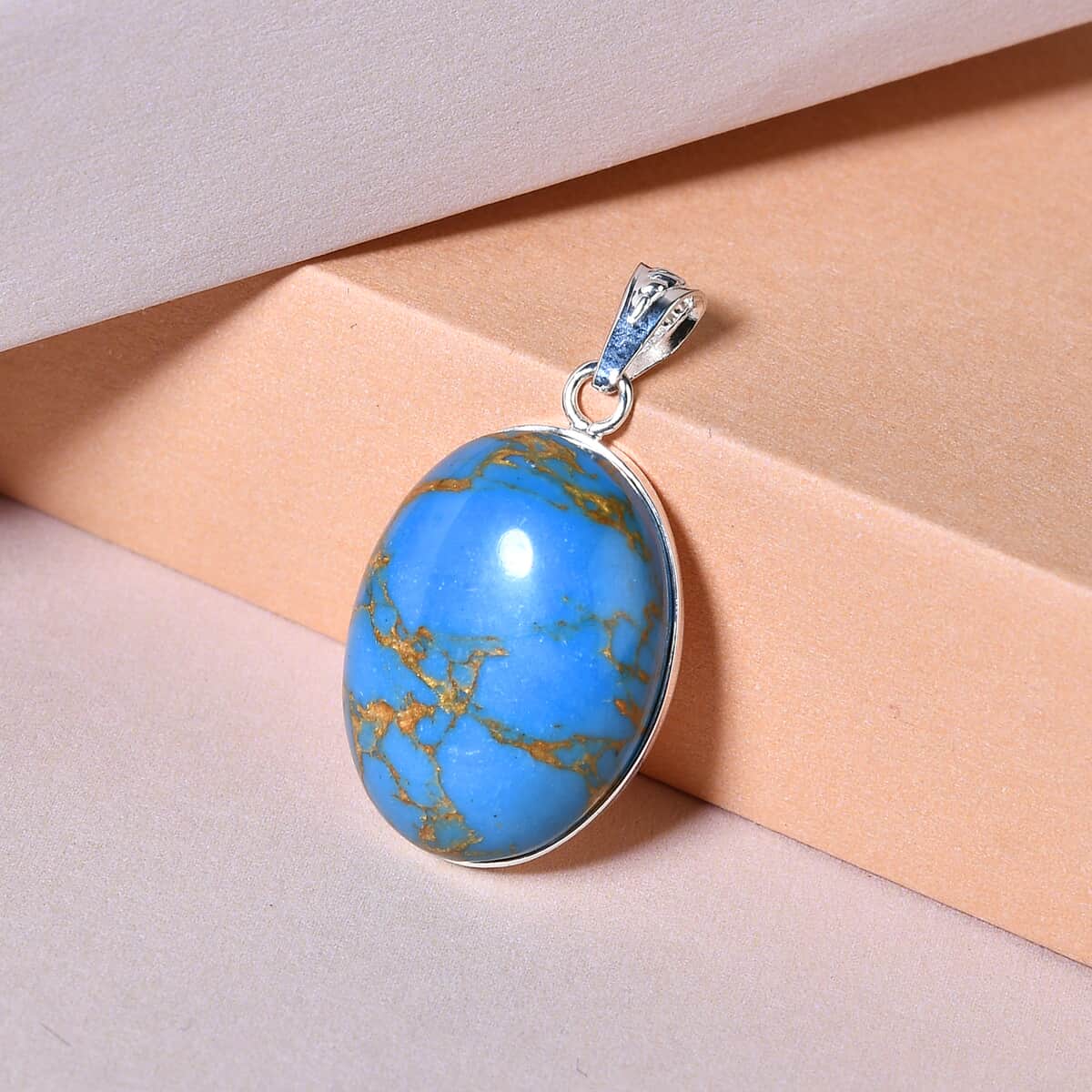 Mojave Blue Turquoise Fancy Pendant in Sterling Silver 13.00 ctw image number 1