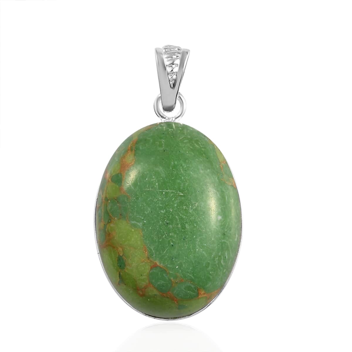 Mojave Green Turquoise Solitaire Pendant in Sterling Silver 13.10 ctw image number 0