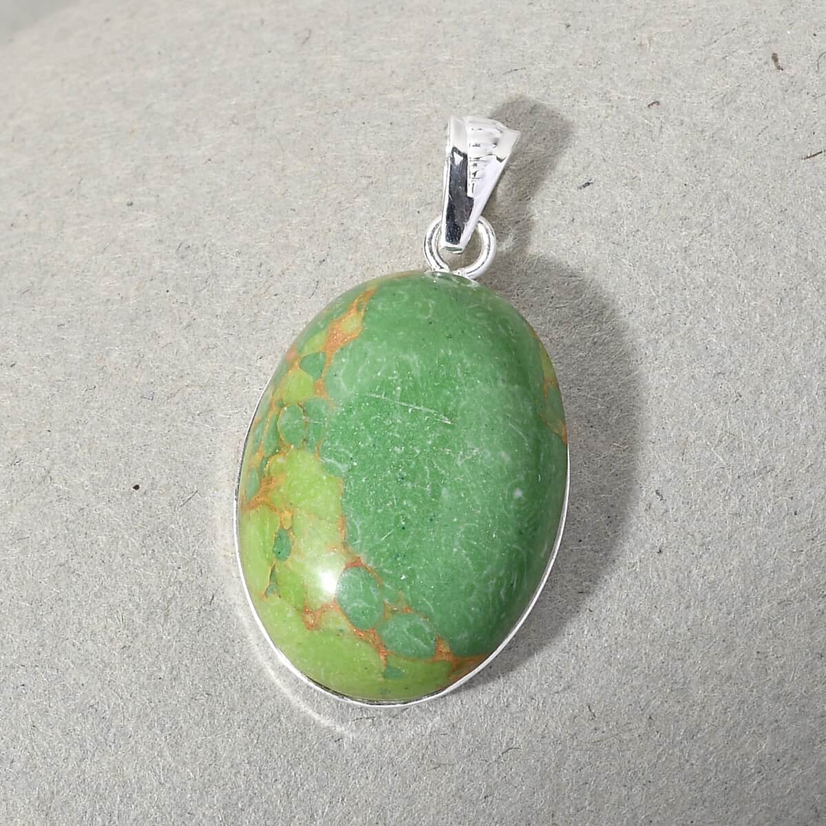 Mojave Green Turquoise Solitaire Pendant in Sterling Silver 13.10 ctw image number 1