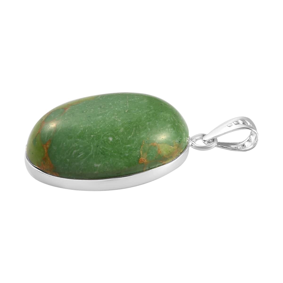 Mojave Green Turquoise Solitaire Pendant in Sterling Silver 13.10 ctw image number 2