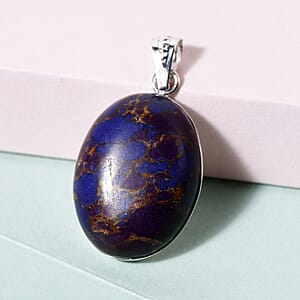 Mojave Purple Turquoise Solitaire Pendant in Sterling Silver 12.85 ctw