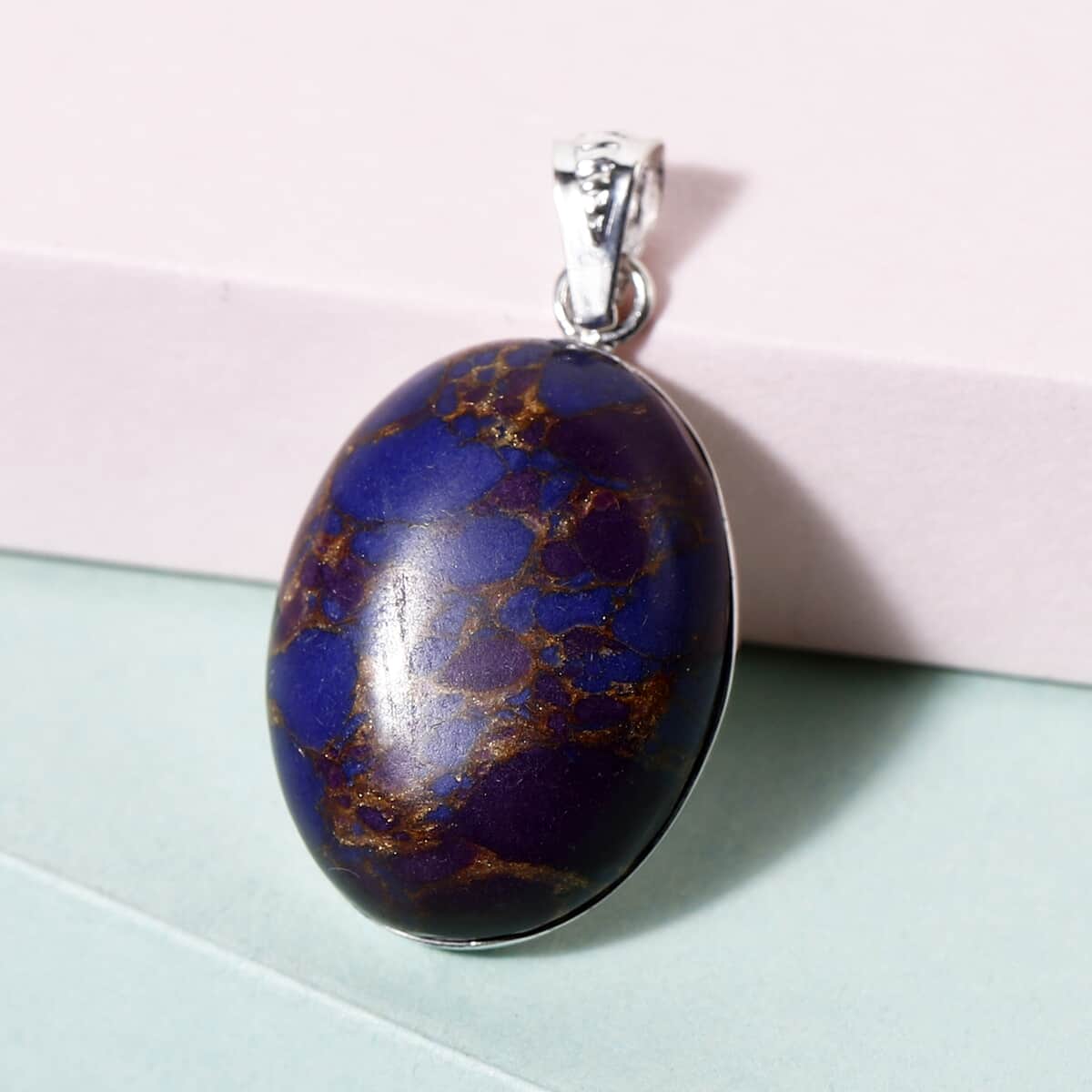 Mojave Purple Turquoise Solitaire Pendant in Sterling Silver 12.85 ctw image number 1